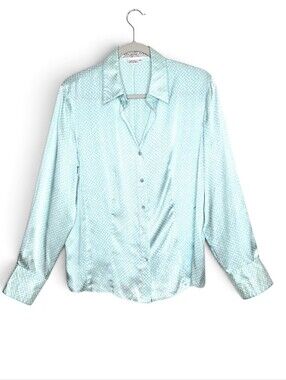 Starington button front top. Aqua/white Size 12